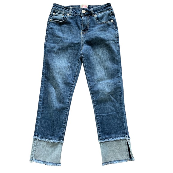 GB Girls Fringed Ceopped Denim - Picture 1 of 8